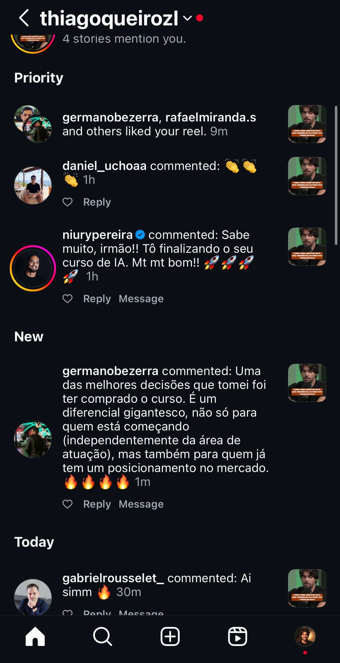 Depoimento de aluno