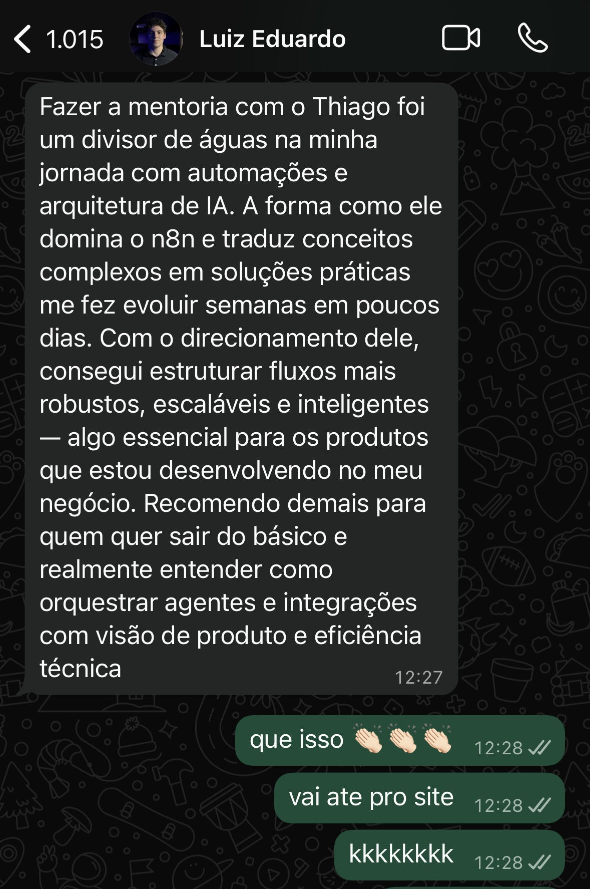 Depoimento de aluno