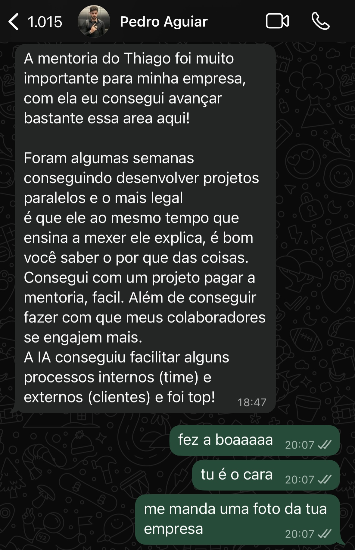 Depoimento de aluno